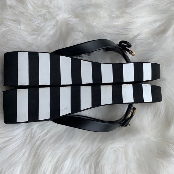 Kate Spade Striped Bow Wedge Flip Flops - Picture 4 of 8